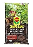 COMPO SANA Anzucht- und Kräutererde mit 6 Wochen Dünger für alle Jung- und Kräuterpflanzen, Kultursubstrat, 10 Liter